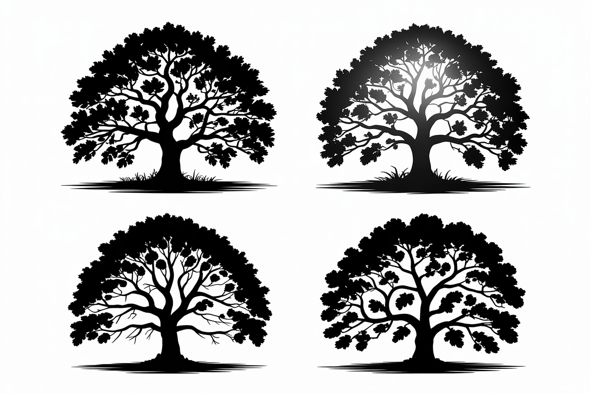 Four unique tree silhouettes, design, an Illustration by Amazin_art (Photo 3 of 11)