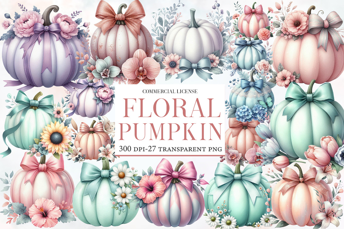 Floral Pumpkin Clipart, an Illustration by Designworld (Photo 1 of 6)