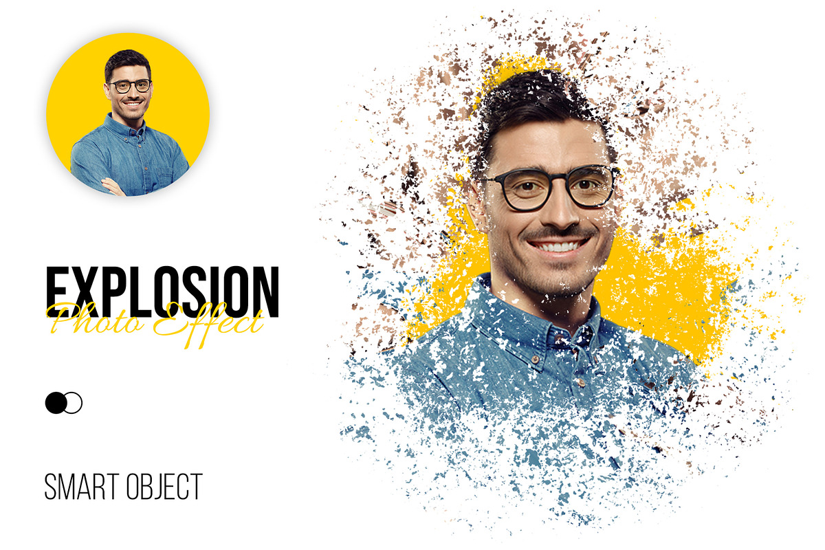 Explosion Photo Effect Mockup, a Layer Style Add-On by CreativeShaper (Photo 1 of 3)