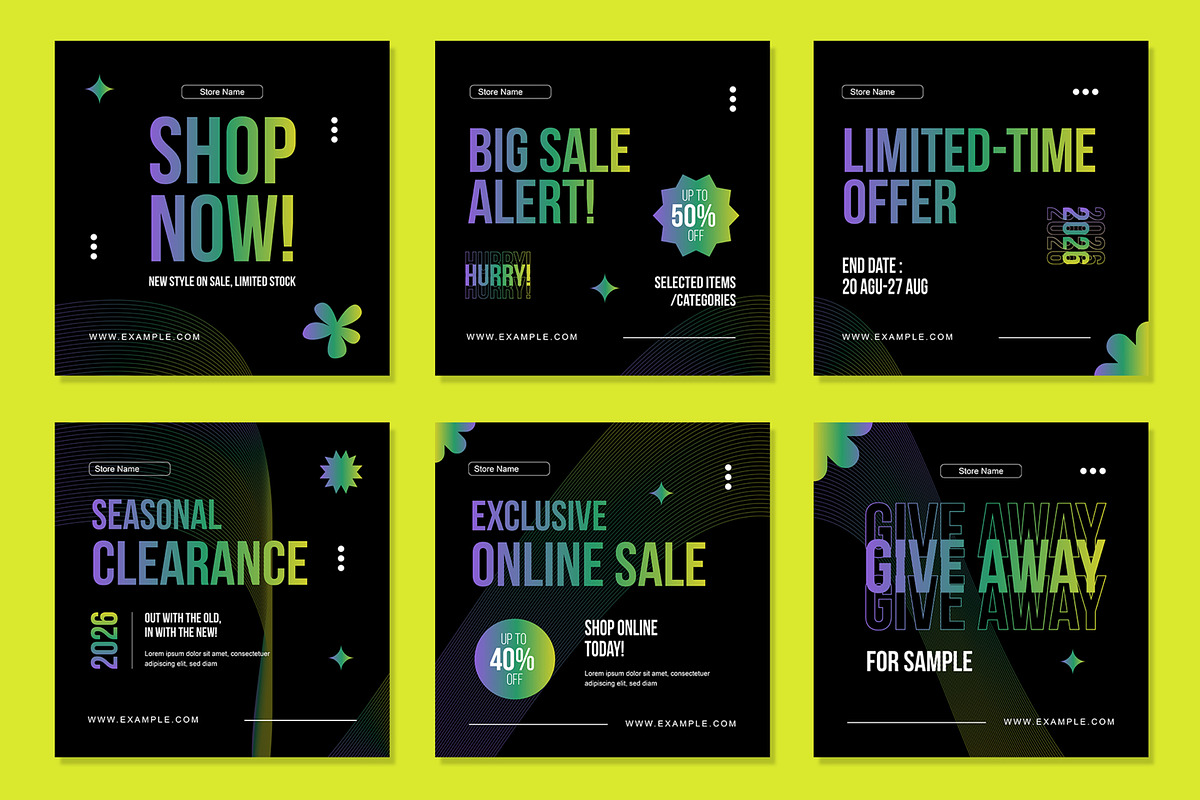 Gradient Social Media Post Set, an UI Kit Template by CreativeShaper (Photo 2 of 3)