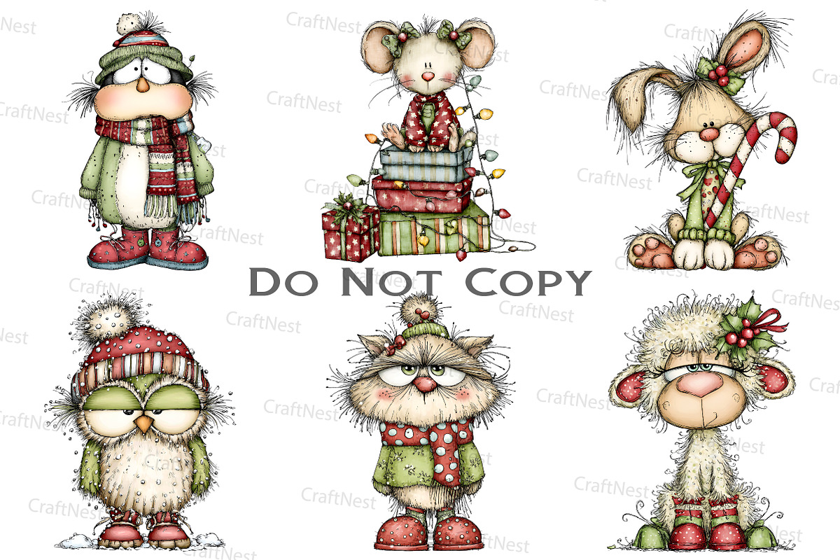 Whimsical Grumpy Animals Christmas, an Illustration by Craft Nest (Photo 4 of 8)