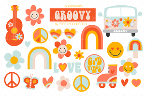 Groovy Clipart Set