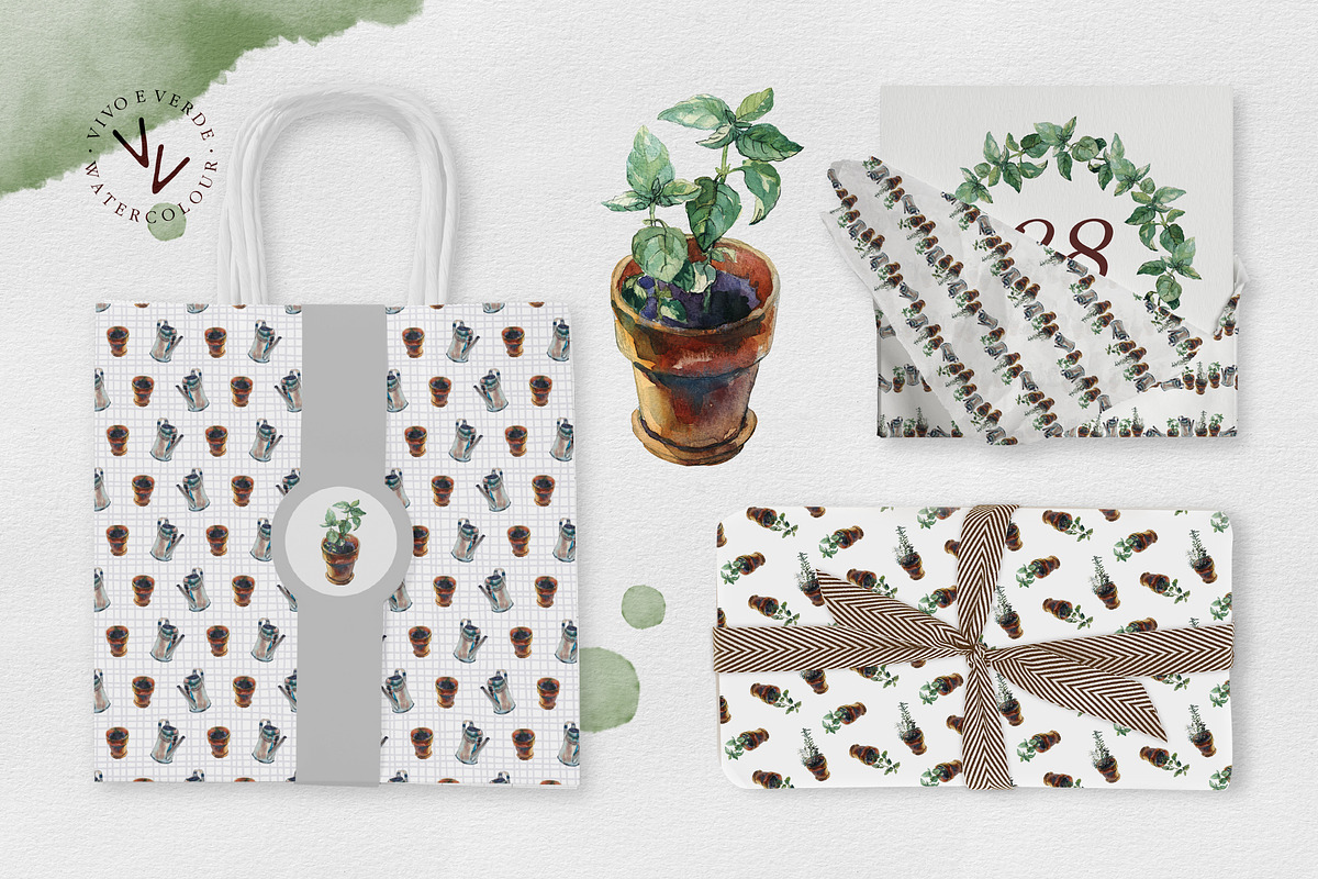 3 herbs in flowerpots watercolour, an Illustration by vivo e verde (Photo 10 of 11)