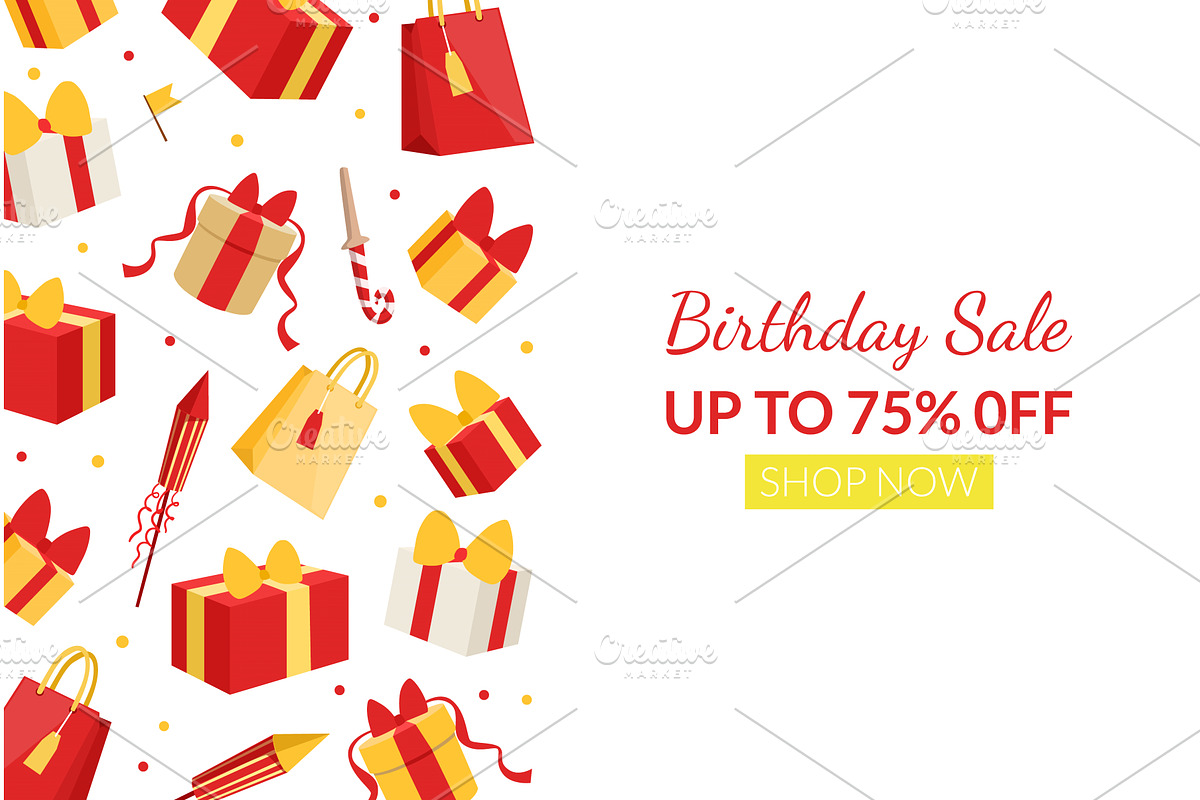 Birthday Sale Landing Page Template, an Illustration by TopVectors