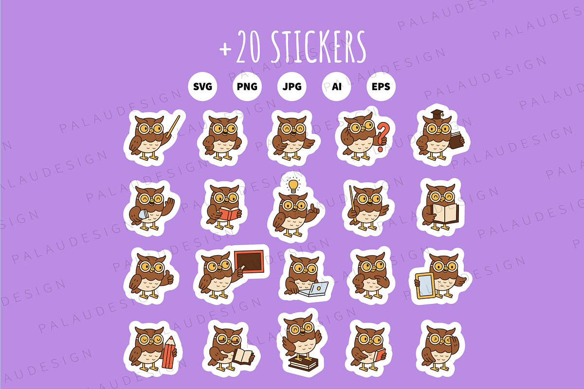 Owl Teacher Character Bundle, an Education Illustration by Palau (Photo 9 of 9)