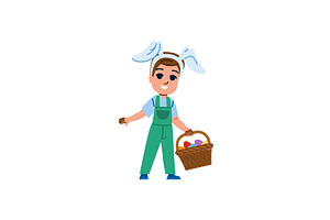 Happy child wearing bunny ears, an Object Illustration by pikepicture