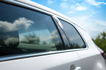 Closeup photo of a new white modern car, a Transportation Photo by AlyaAnd