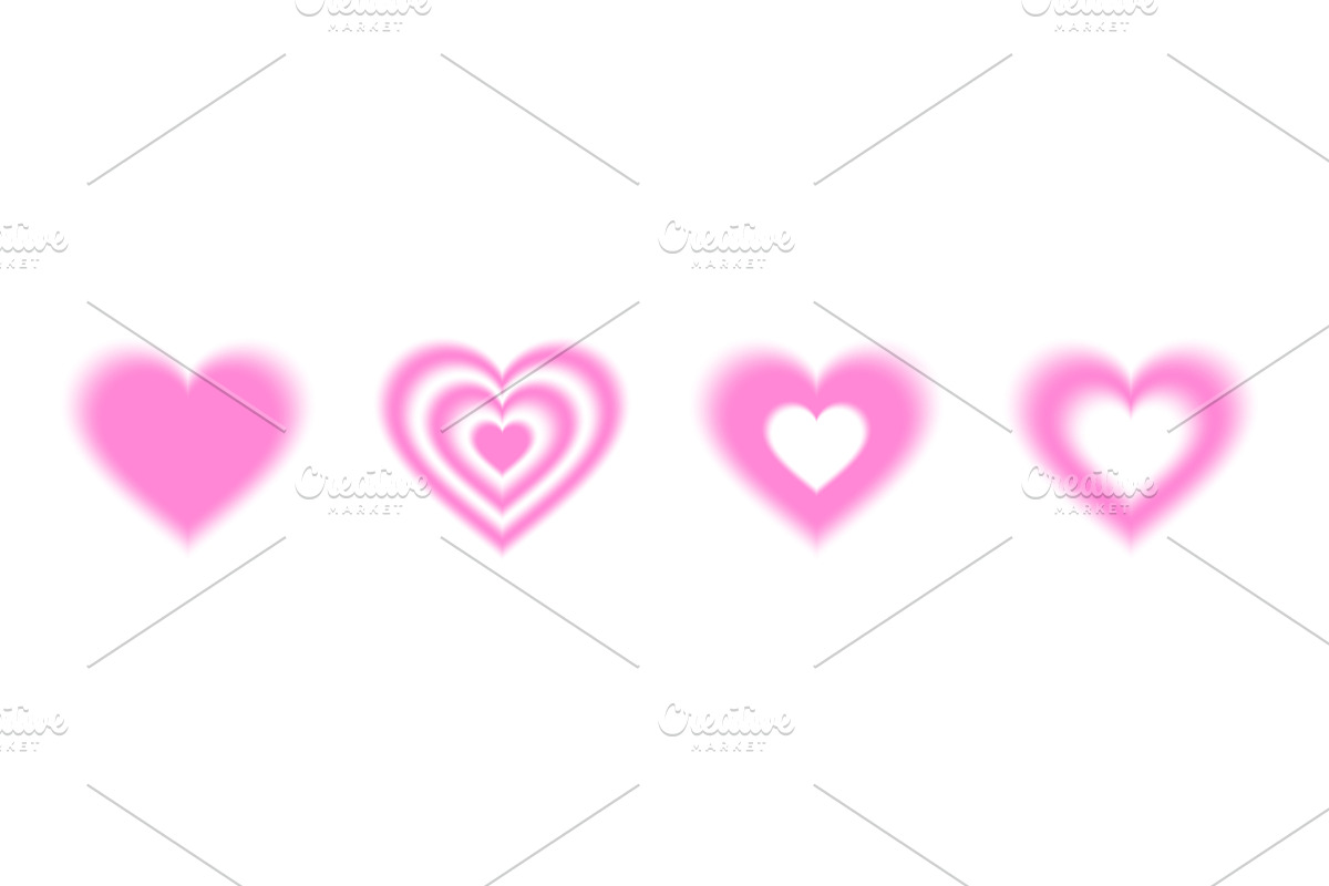 Pink y2k aura heart shapes with soft, an Illustration by YuliiaOsadcha