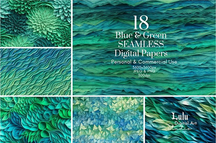 Blue & Green Seamless Digital-18