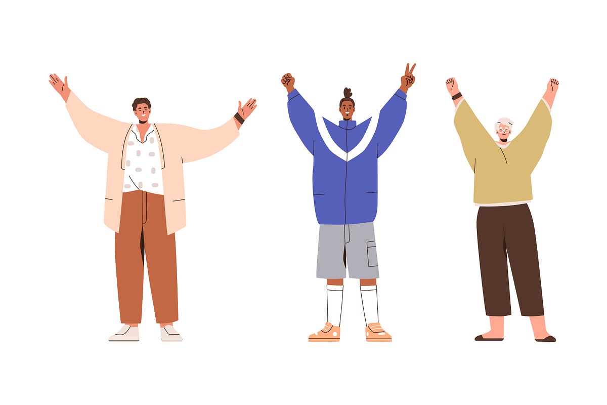 Happy people with raised hands up, a Person Illustration by Good Studio (Photo 6 of 12)