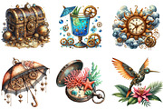 Steampunk Summer Clipart Bundle, a Seasonal Illustration by DreamArtGraphic (Thumbnail 3 of 4)