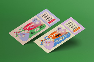 Purple Quirky Carnivals Ticket, a Card Template by graphicook