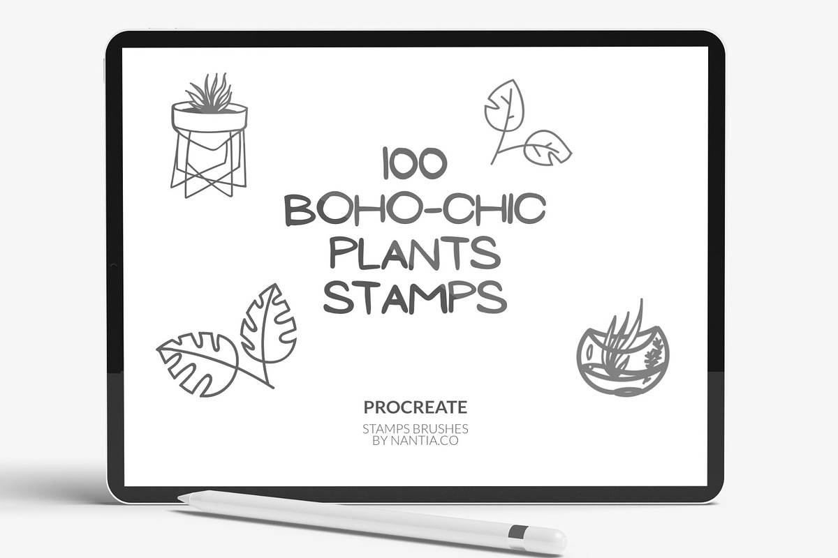 100 Procreate stamps Boho-Chic Plants
