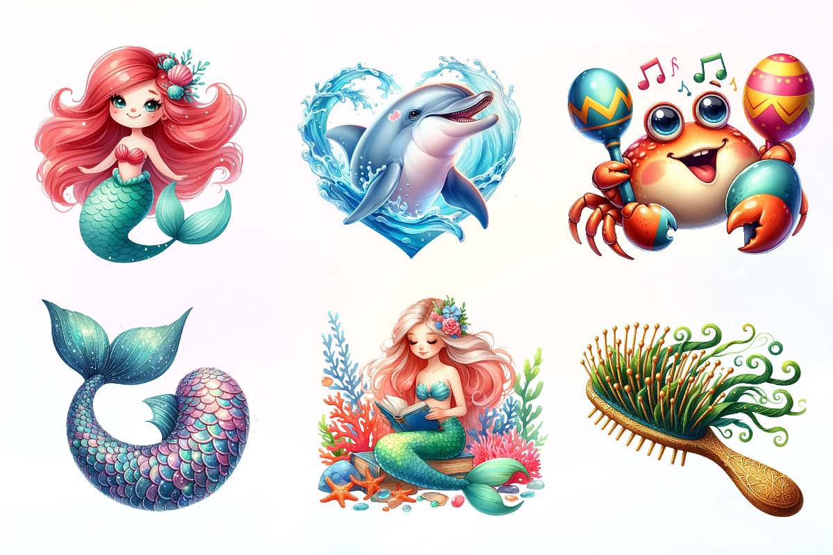 Cute The Little Mermaid clipart, an Illustration by CreationArt (Photo 8 of 9)
