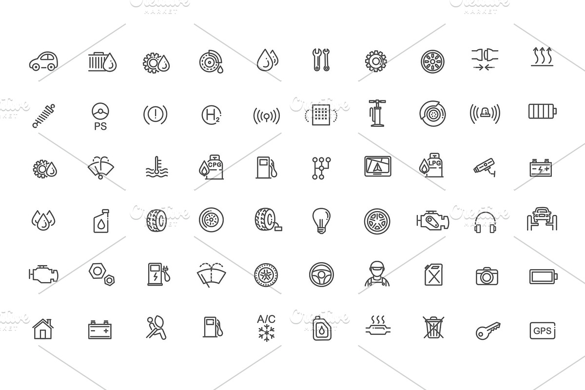 Auto Repair Service Web Icon Set, an Outline Icon by Tettygreen (Photo 1 of 3)