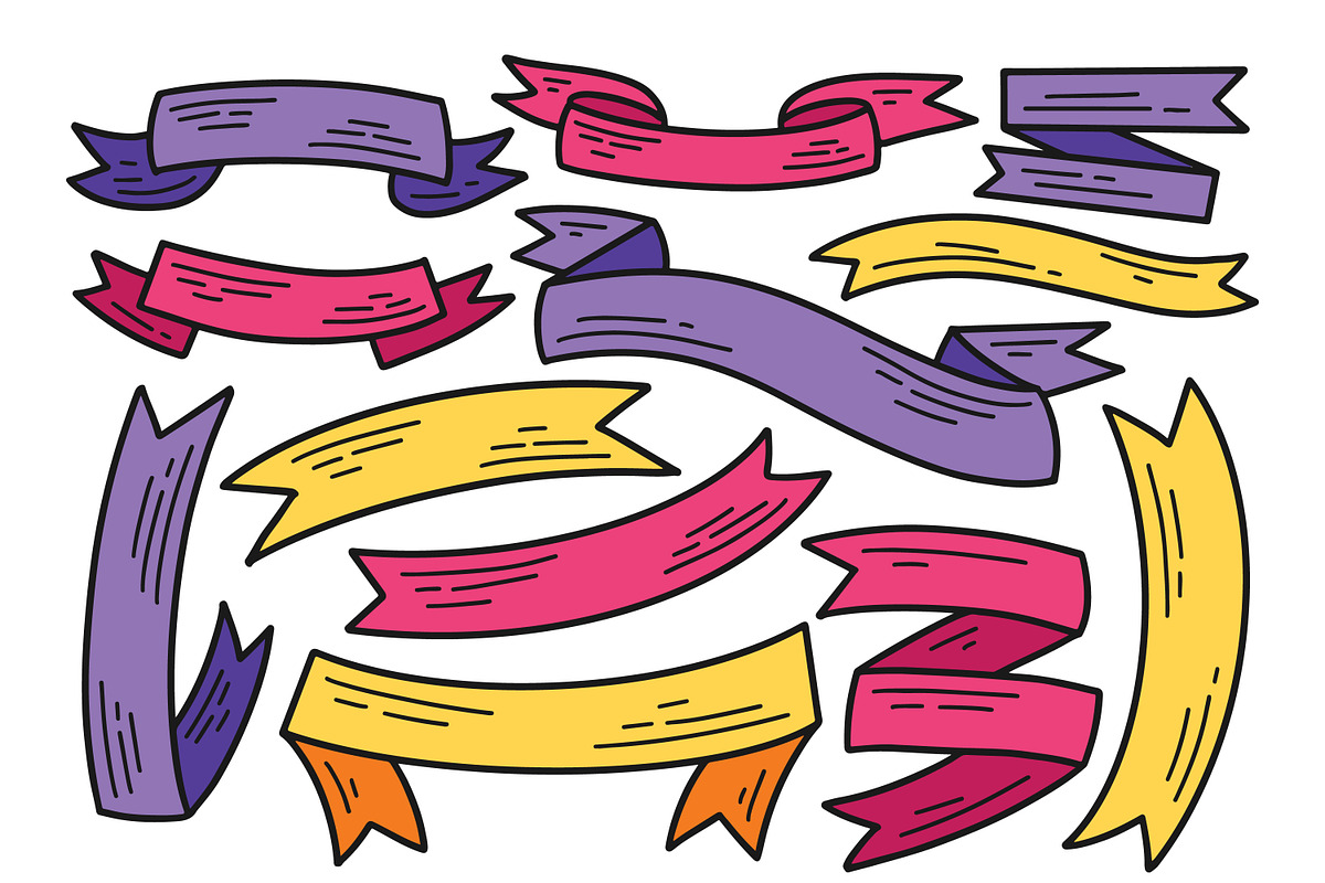 Ribbon Doodle Illustration, an Object Graphic by aditvest (Photo 3 of 4)