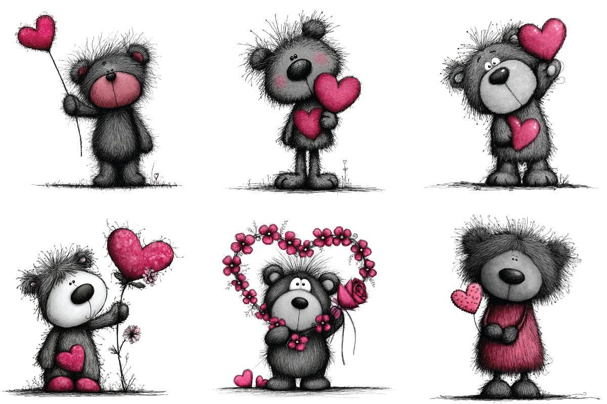 Teddy Bear Valentine Clipart, an Illustration by CraftArtStudio (Photo 5 of 6)