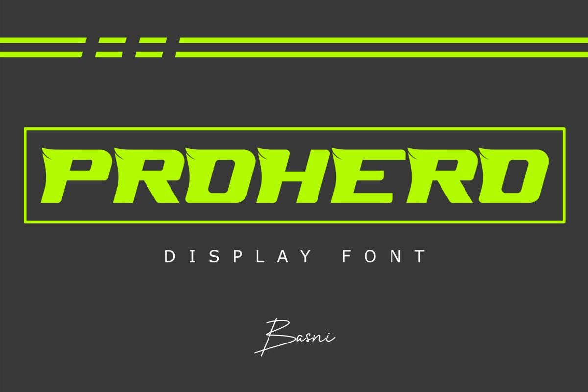 PROHERO -  Allcaps display font, a Font by Basnistudio (Photo 1 of 5)