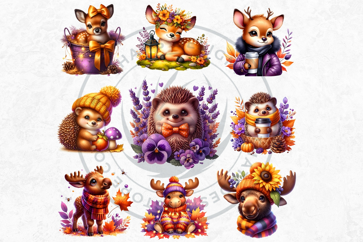 Autumn Cute animals Clipart Set, a Seasonal Illustration by ThatsDesignArt (Photo 8 of 10)