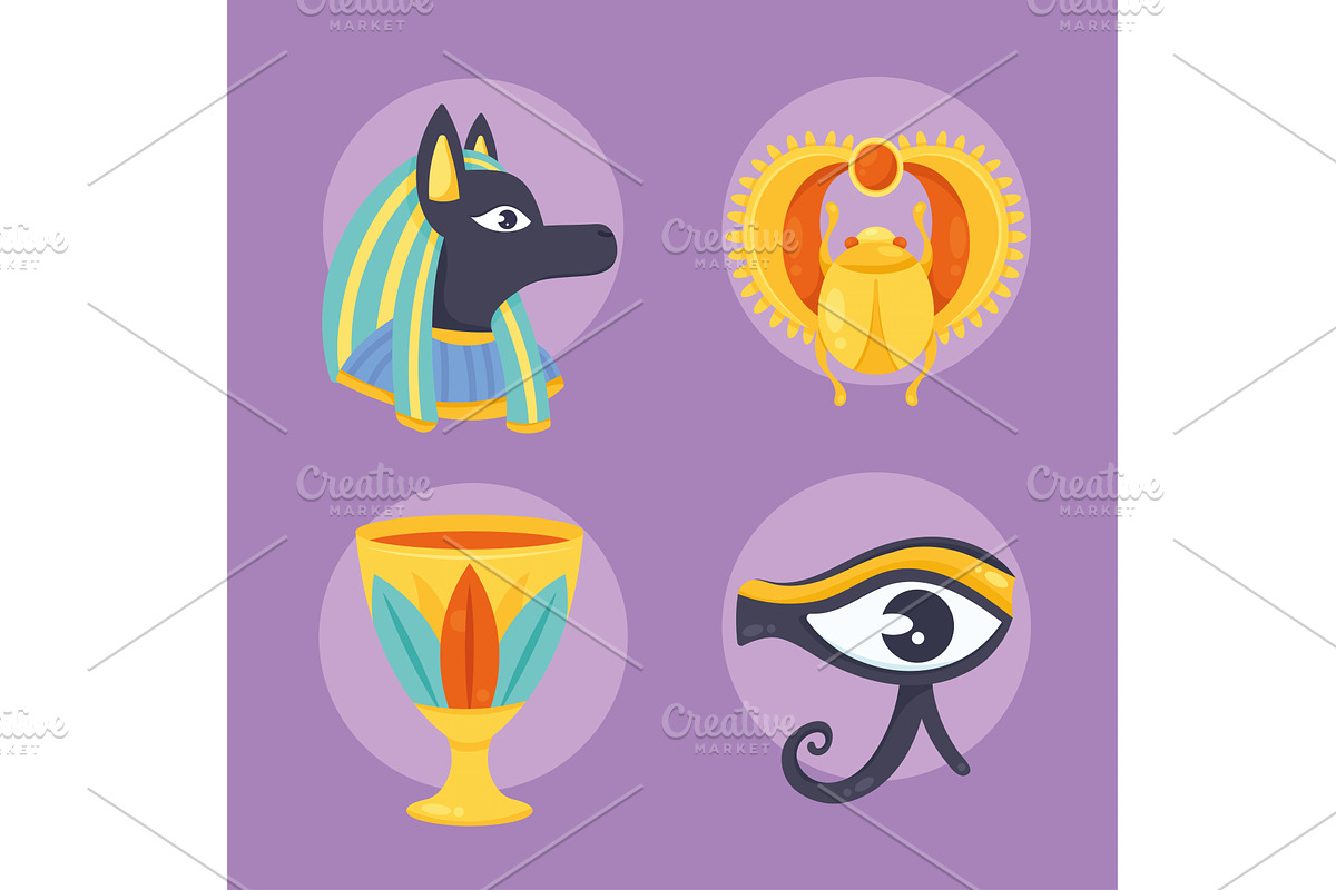 four egyptian culture icons, an Object Illustration by studiogstock