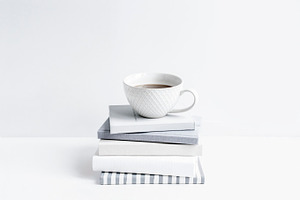 Styled Image, books With Coffee