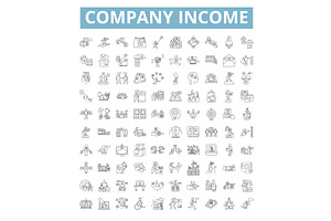 Company Income Icons, Line Symbols