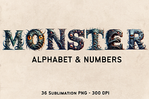 Monster Font Alphabet and Numbers