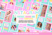 Rainbow Instagram Templates, a Social Media Template by SunshineStudioBoutique (Thumbnail 1 of 7)