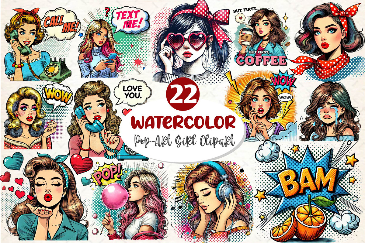 Pop-Art Girl Clipart PNG, an Illustration by Dream Creation (Photo 1 of 5)