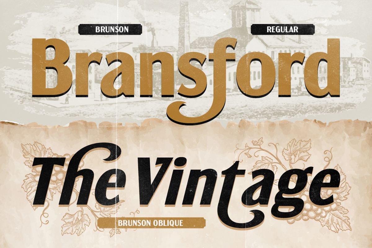 Brunson - Vintage Sans Serif, a Sans Serif Font by Burntilldead (Photo 4 of 12)