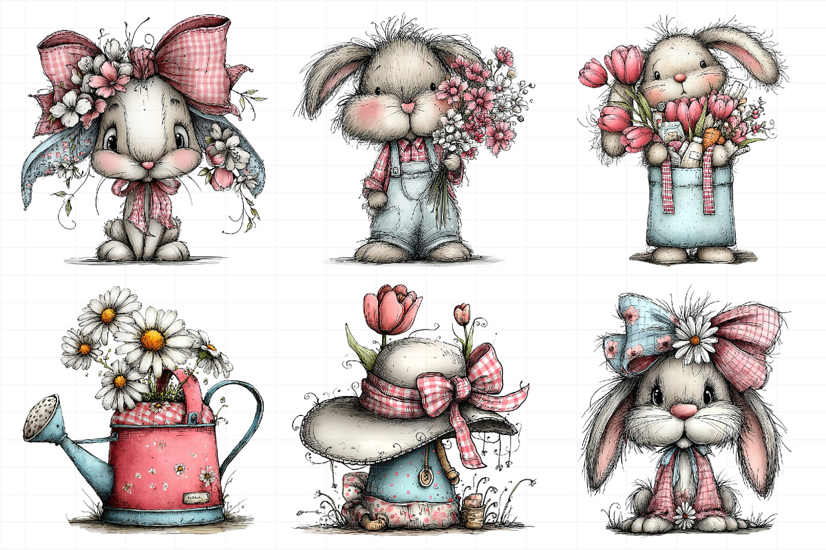 Whimsical Spring Gingham Clipart, an Illustration by Daily.Designs (Photo 3 of 7)