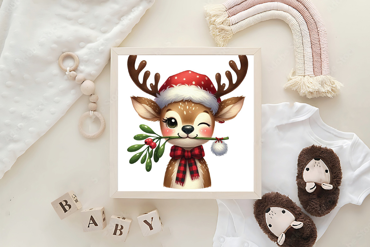 Quirky Christmas Reindeer Clipart, an Illustration by CraftArtStudio (Photo 6 of 6)