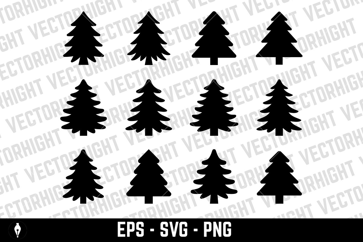 Set of pine tree icons, an Object Graphic by Vectorhight (Photo 3 of 3)