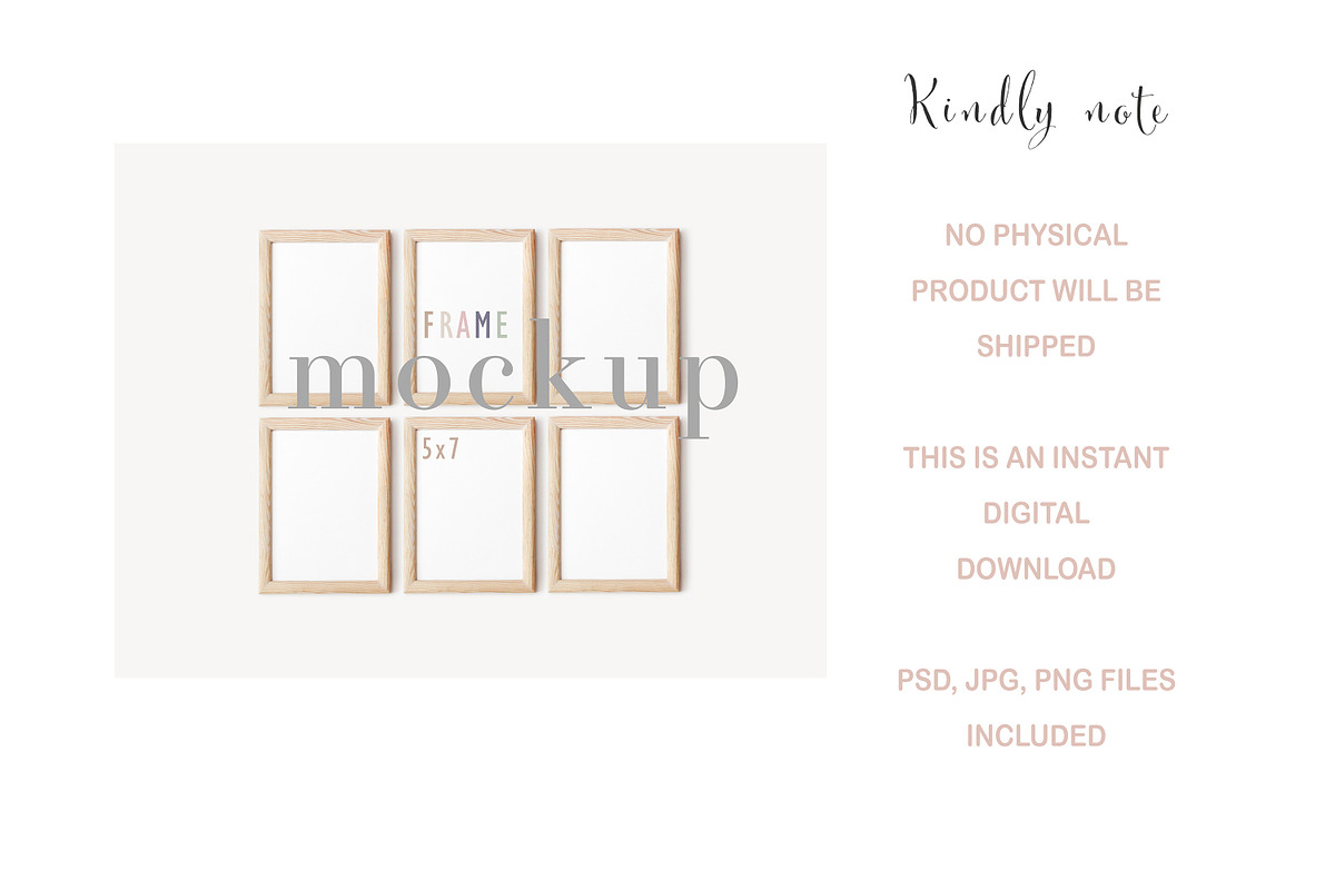 Set of 6 Frame Mockup Gallery Wall, a Print Template by BirdieFrames (Photo 4 of 4)
