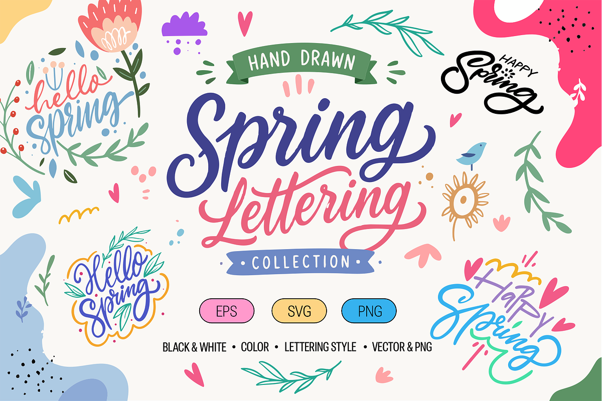 Spring Lettering & Floral Quotes, a Seasonal Illustration by Oktyabr (Photo 1 of 7)