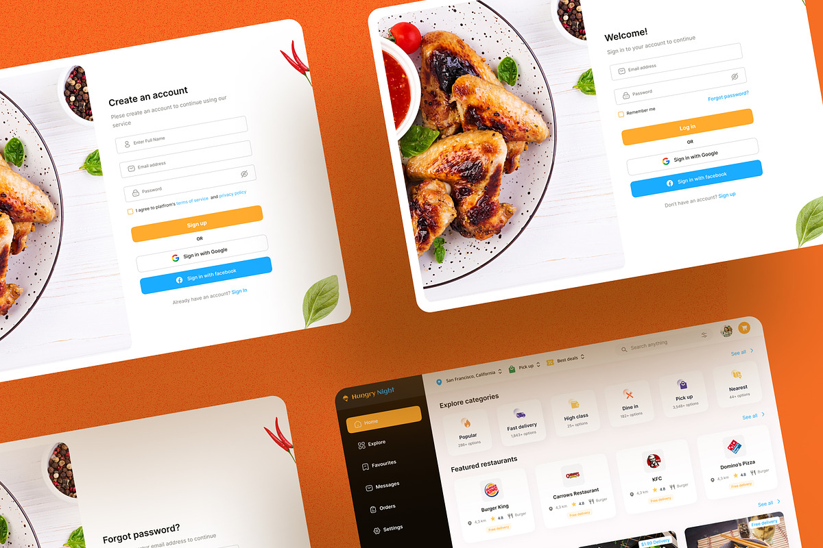 Food delivery Web App Figma file, an App Template by frameum (Photo 3 of 4)