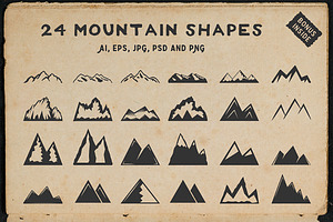 24 vintage mountain shapes
