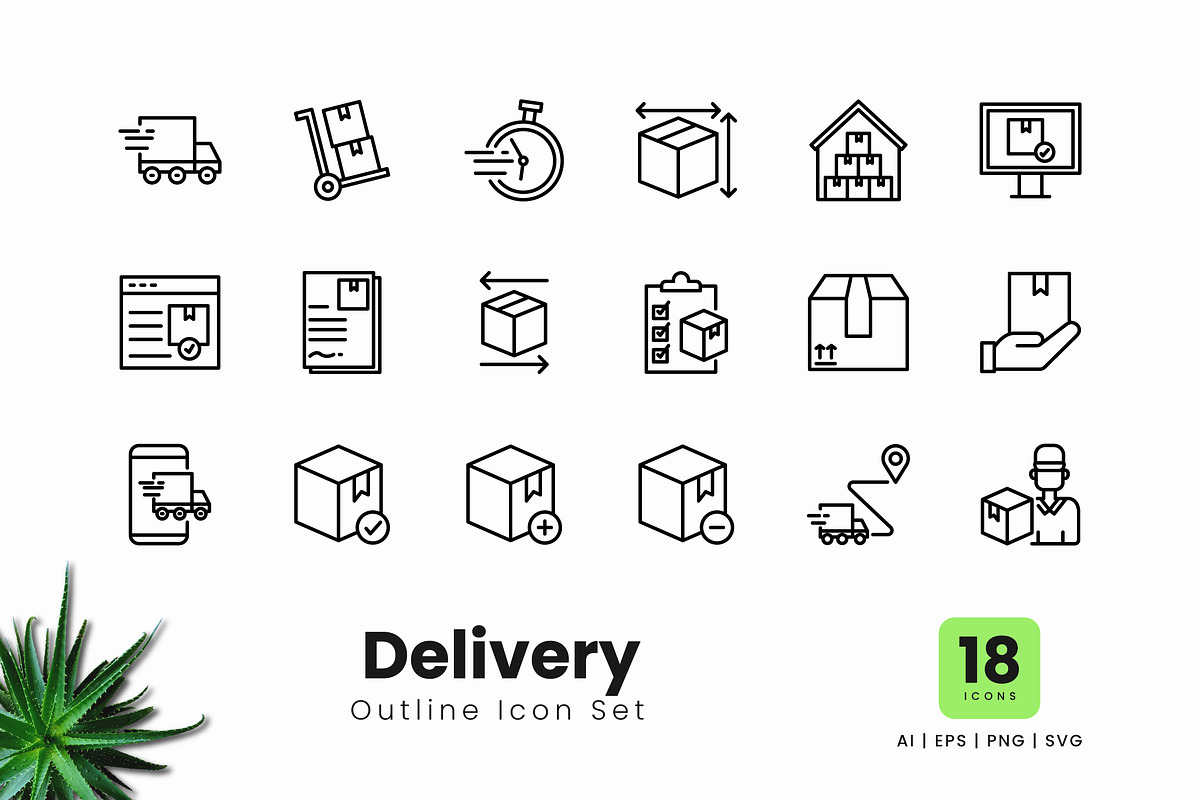 Delivery Outline Icons, an Outline Icon by Zeer Graphic (Photo 2 of 2)