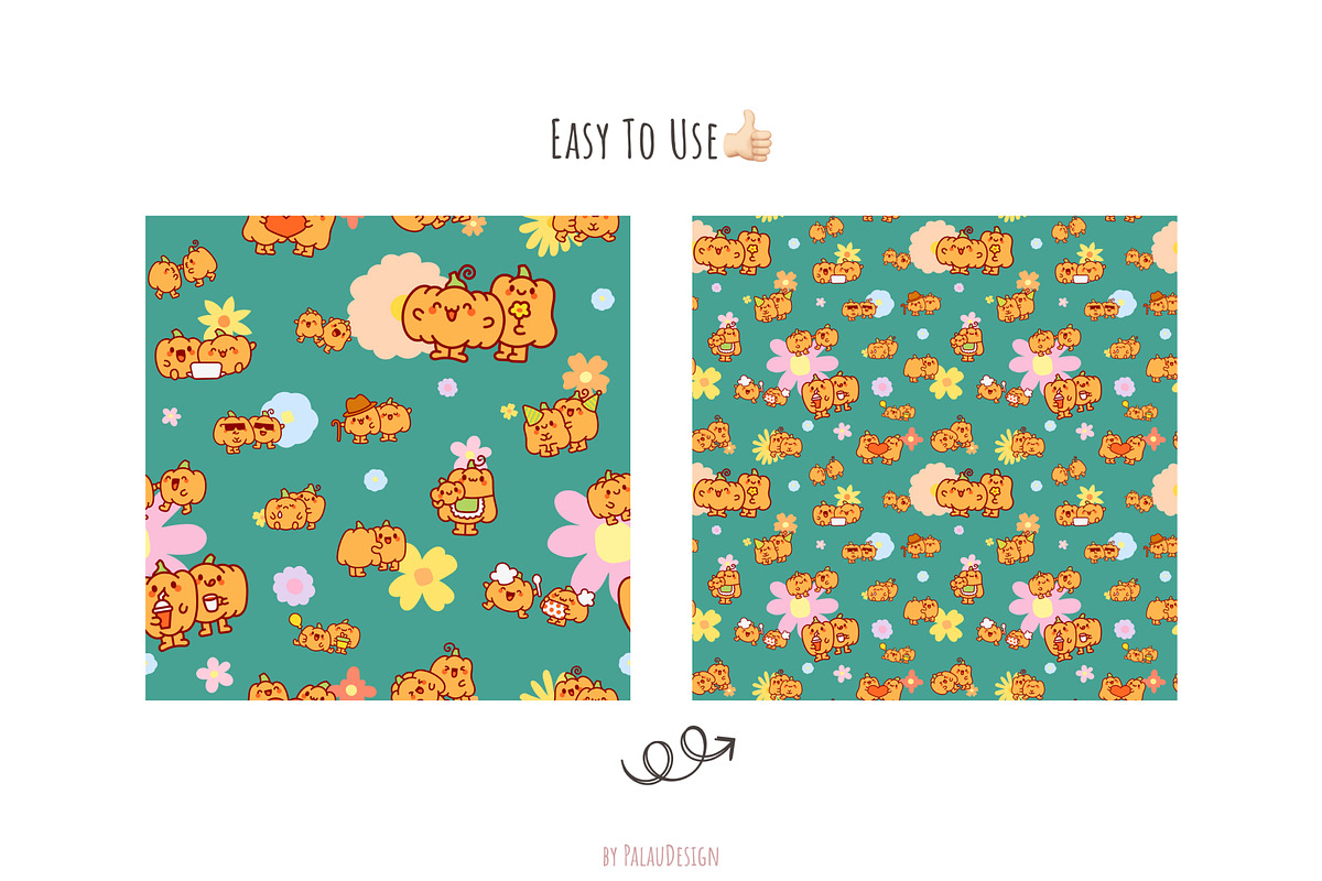 Pumpkin Friends Patterns, a Pattern Graphic by Palau (Photo 9 of 9)