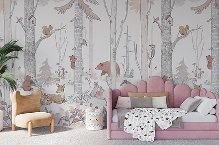 Wallpaper mockup Girl's room mockup