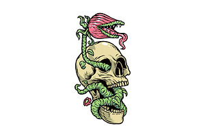 Skull And Monster Plant Illustration