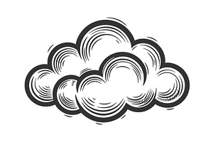 Hand Drawn Cloud engraving vector, an Illustration by AlexArt