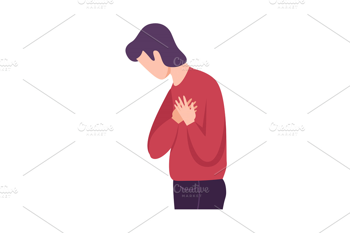Lonely and Sad Young Man Keeping, a Person Illustration by TopVectors