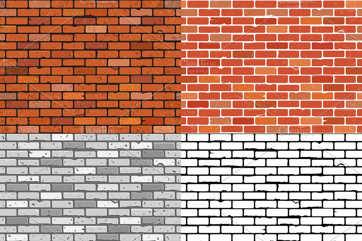 Set Seamless Brick Wall Textures, a Decorative Illustration by TAlex (Photo 2 of 6)