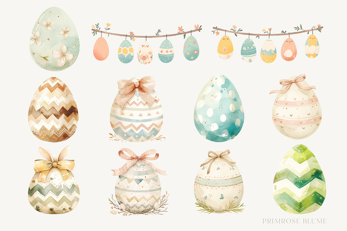 Watercolor Cute Easter Clipart, a Seasonal Illustration by Primrose Blume (Photo 5 of 5)