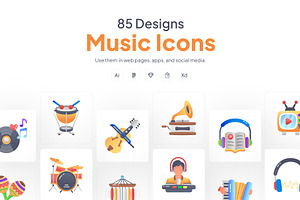 Music and Instrument Icon Set, a Duotone Icon by Prosymbols