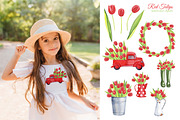 Red tulips watercolor clipart, an Illustration by s.yanyeva (Thumbnail 4 of 4)