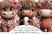 Highland Cow Easter Floral Clipart, an Illustration by Designking (Thumbnail 1 of 5)