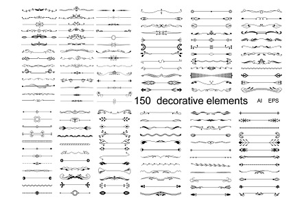 150 decorative elements., a Decorative Illustration by TaPilipa