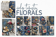 Indigo Tapestry Florals, a Decorative Illustration by rileyBgraphics (Thumbnail 1 of 6)